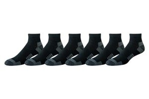 Men's 6-Pack Performance Cotton Ankle Socks - Black