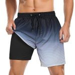Men's Compression-Lined Swim Shorts - Black & Grey