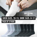 True Religion Men's 8-Pack Crew Athletic Socks