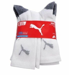 Puma Men's Moisture-Wicking Athletic Crew Socks - 8 Pairs