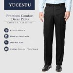 YUCENFU Men's Stretch Waist Dress Pants - Black