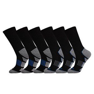 Men's 6 Pack Cushion Crew Running Socks - Black