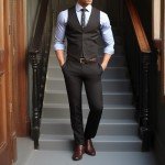 YUCENFU Men's Stretch Waist Dress Pants - Black