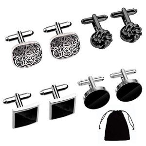 Retro Men's Cufflinks Set - 4 Stylish Pairs