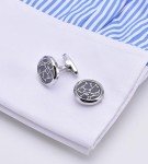 Sky Constellation Pattern Men's Silver Cufflinks Set