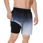 Men's Compression-Lined Swim Shorts - Black & Grey