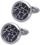 Sky Constellation Pattern Men's Silver Cufflinks Set