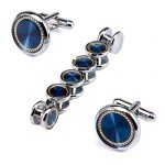 UJOY Men's Blue Cufflinks and Studs Set