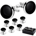 HAWSON Men's Metal Cufflinks and Tuxedo Studs Set