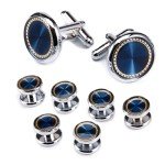 UJOY Men's Blue Cufflinks and Studs Set