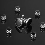 Men's Classic Black & Silver Cufflink Set
