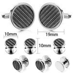 Men's Carbon Fiber Cufflinks and Tuxedo Stud Set