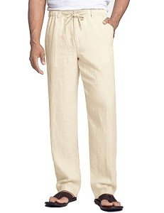 Men's Lightweight Linen Dress Pants - Light Khaki