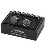 Men's Carbon Fiber Cufflinks and Tuxedo Stud Set