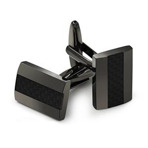 Mr.Van Carbon Fiber Rhodium Plated Cufflinks Set