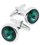 Green Crystal Men's Cufflinks in Gift Case