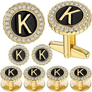 Stylish 18K Gold Tone Initial Cufflinks for Men