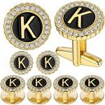 Stylish 18K Gold Tone Initial Cufflinks for Men