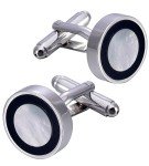 Men's Dark Blue Circle Mother of Pearl Cufflinks