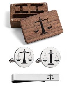 Justice Scales Cufflinks and Tie Bar Set