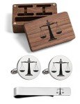 Justice Scales Cufflinks and Tie Bar Set