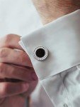 Men's Polished Stainless Steel Tuxedo Cufflinks Set