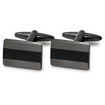 Mr.Van Carbon Fiber Rhodium Plated Cufflinks Set