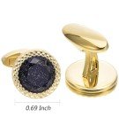 Blue Sandstone Round Cufflinks with Gift Case