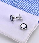 Men's Dark Blue Circle Mother of Pearl Cufflinks