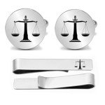 Justice Scales Cufflinks and Tie Bar Set