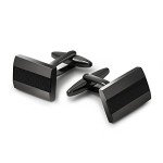 Mr.Van Carbon Fiber Rhodium Plated Cufflinks Set