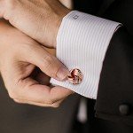 HAWSON Men's Rose Gold Cufflinks & Tie Clip Set