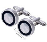 Men's Dark Blue Circle Mother of Pearl Cufflinks