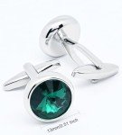 Green Crystal Men's Cufflinks in Gift Case