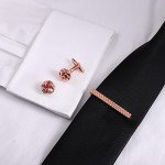 HAWSON Men's Rose Gold Cufflinks & Tie Clip Set