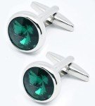 Green Crystal Men's Cufflinks in Gift Case