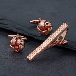 HAWSON Men's Rose Gold Cufflinks & Tie Clip Set