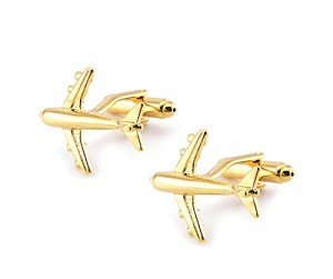 Gold Airliner Plane Cuff Links for Men