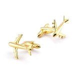 Gold Airliner Plane Cuff Links for Men