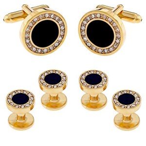 Men's Black Onyx Gold Cufflinks Set