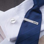 Custom Engraved Cufflinks and Tie Clip Set