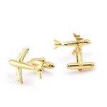 Gold Airliner Plane Cuff Links for Men