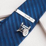 Custom Engraved Cufflinks and Tie Clip Set