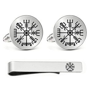 Viking Rune Vegvisir Cuff Links and Tie Bar