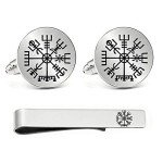 Viking Rune Vegvisir Cuff Links and Tie Bar