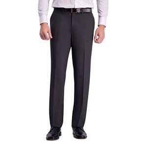 Haggar Men's Premium Charcoal Dress Pants, Straight Fit