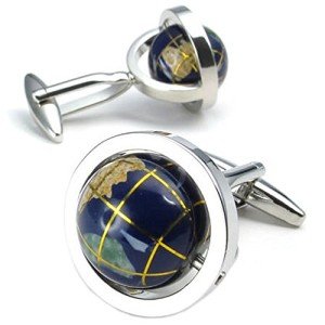 Men's Globe Shirt Cufflinks Set with Gift Bag