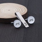 Custom Engraved Cufflinks and Tie Clip Set