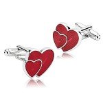 Red Men's Cufflink Shirt with Heart Cufflinks