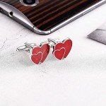 Red Men's Cufflink Shirt with Heart Cufflinks
